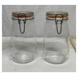 2 glass storage jars
