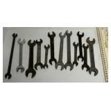 12 vintage open end wrenches