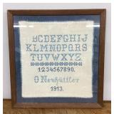 1913 framed cross stitch sampler