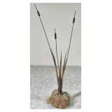 15' MCM brutalist cattail sculpture -geode base