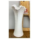 Westmoreland diamond quilted milk glass vase