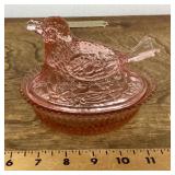 Pink glass Degenhart bird on nest