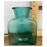 Teal Blenko glass water carafe