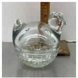 Anchor Hocking clear glass chicken lidded bowl