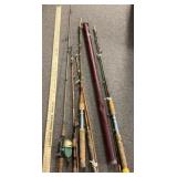 Group of old fishing rods