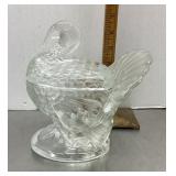 L.E. Smith clear glass turkey candy dish