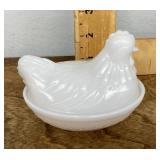 Hazel Atlas milk glass hen on nest