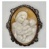 Vintage Madonna and Child cameo brooch