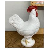 Milk glass rooster dish