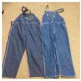 2 pairs of menï¿½s bib overalls 52x34 & 54x32