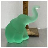 Lenox frosted green glass elephant