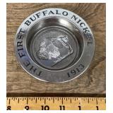 Buffalo nickel dish --signed Avon