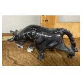 Slag glass bull figure