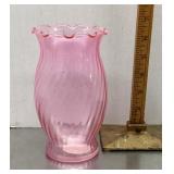 Pink glass swirl vase
