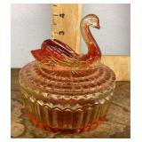 Glass swan candy dish