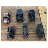 6 metal mini trains and cars pencil sharpeners