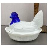 Fenton milk glass hen on a nest
