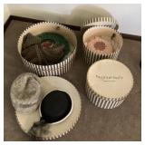 Hat boxes and ladies' hats