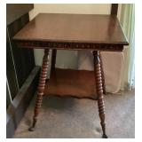 24' square oak parlor table w/ball & claw feet