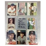Page of 1951-1953 baseball cards