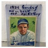 1934 Goudey Bill Terry baseball card