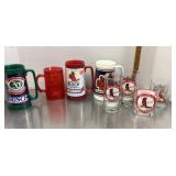 Group of St. Louis Cardinals glasses and cups