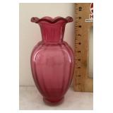 Cranberry glass vase