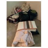 Soft goods and wicker laundry basket