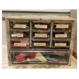Parts cabinet with sewing notions & buttons