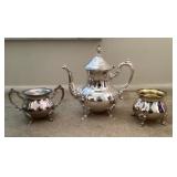 Silverplate tea set with box
