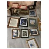 Assorted framed prints and photos