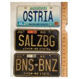 3 Missouri license plates