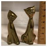Pair of brass cats