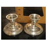 Pair of weighted sterling candleholders