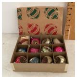 Vintage mercury glass indented ornaments w/box