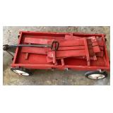 Wooden red wagon with sides