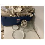 Tote of assorted glassware and china