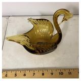 Green blown glass swan