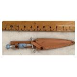 Fixed blade knife with leather sheath --Japan