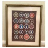 Framed German decorative paper seals