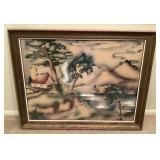 Framed airbrush landscape