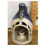 Salt glazed pottery jug candle holder