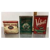 3 vintage tobacco tins