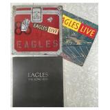 2 Eagles LPs with poster