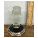 Frosted glass bust of Jesus on silver base