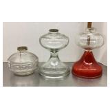 3 glass oil lamp bodies