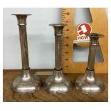 3 silverplate candlesticks