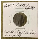 1630s Gustav Adolf Sweden solidus coin