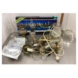 Oil lamps, electric conversions, shades, puzzle