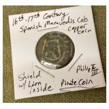 16th-17th century Spanish copper cob coin